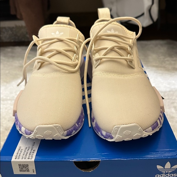 Adidas NMD R1 Beige and Lavender Sneakers - Picture 3 of 7